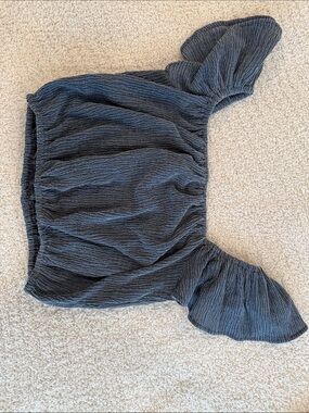 Timing Girls Charcoal Crinkled Off-Shoulder Top